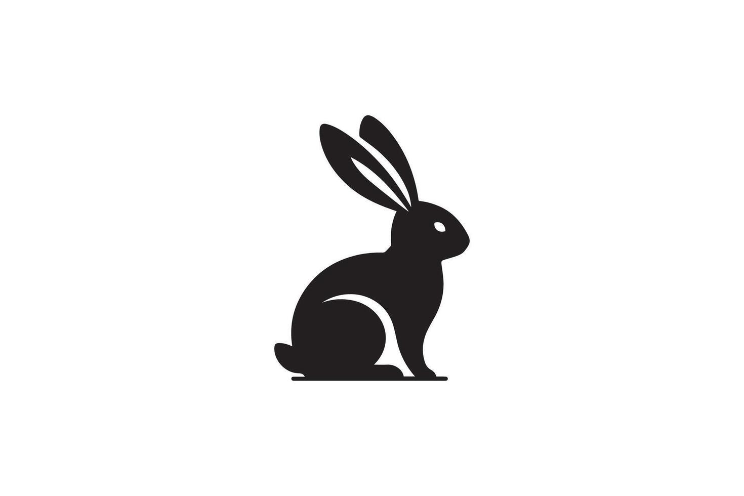 A black and white silhouette of a rabbit vector