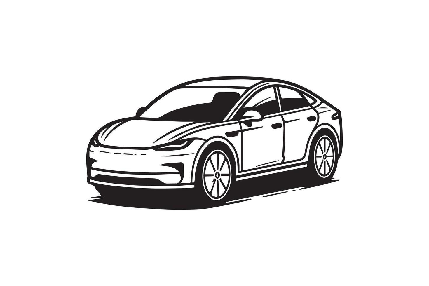 A black and white drawing of a car vector