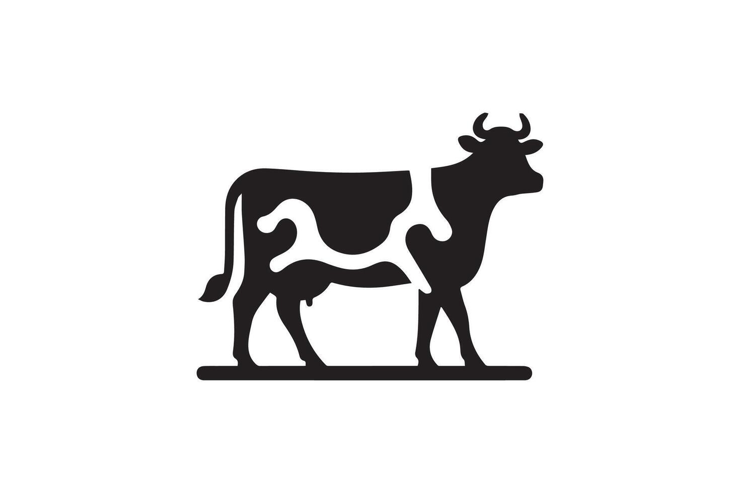 A black and white cow silhouette on a white background vector