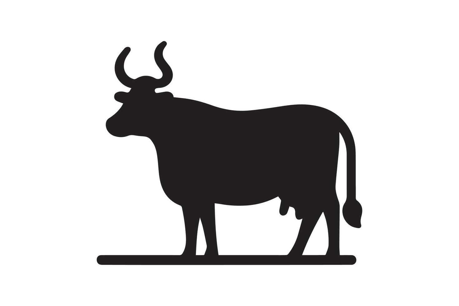 A black cow standing on a white background vector