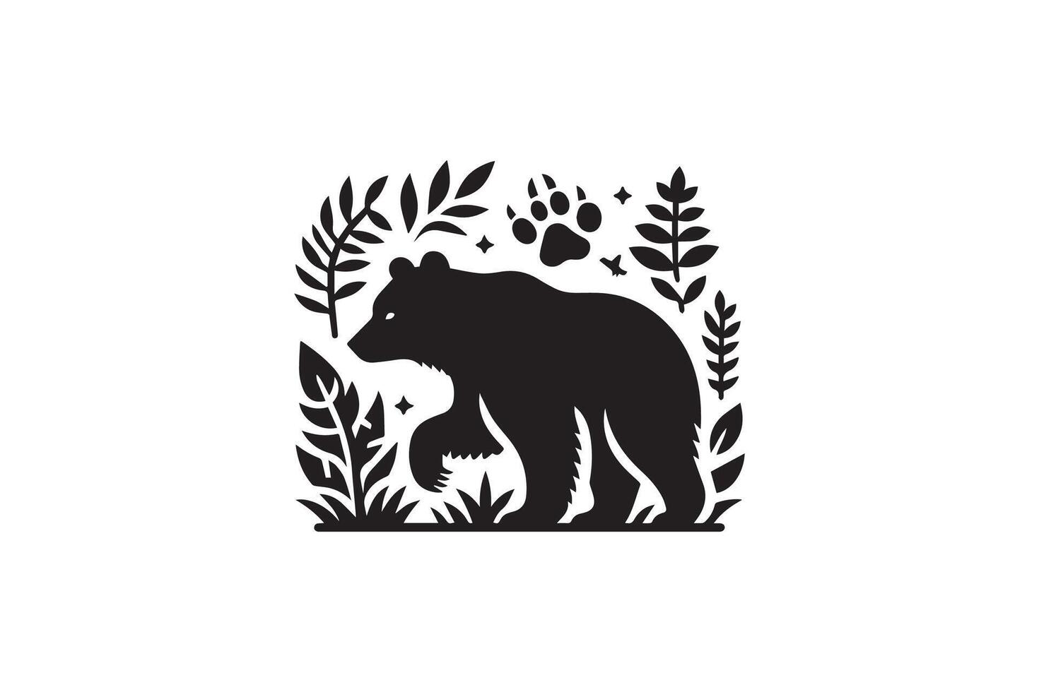 A bear is silhouetted in the woods vector