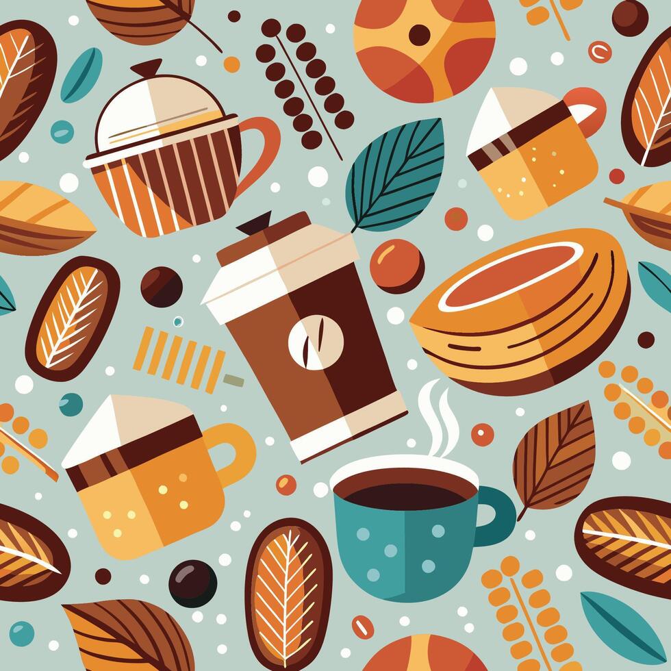 Coffee and tea seamless pattern with coffee and tea vector