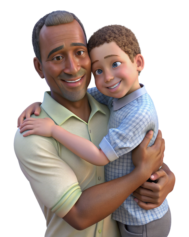Smiling Father and Son in a Happy Hug png
