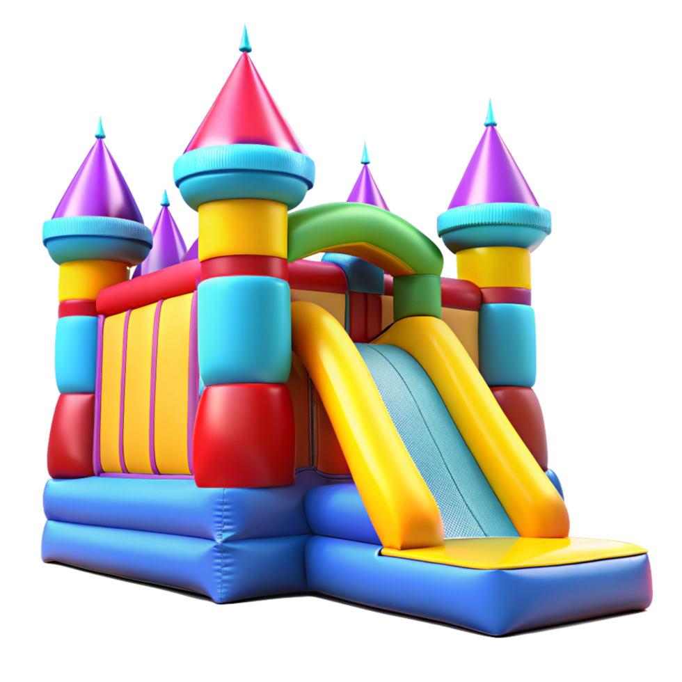 Colorful Inflatable Castle with Slide for Kids png
