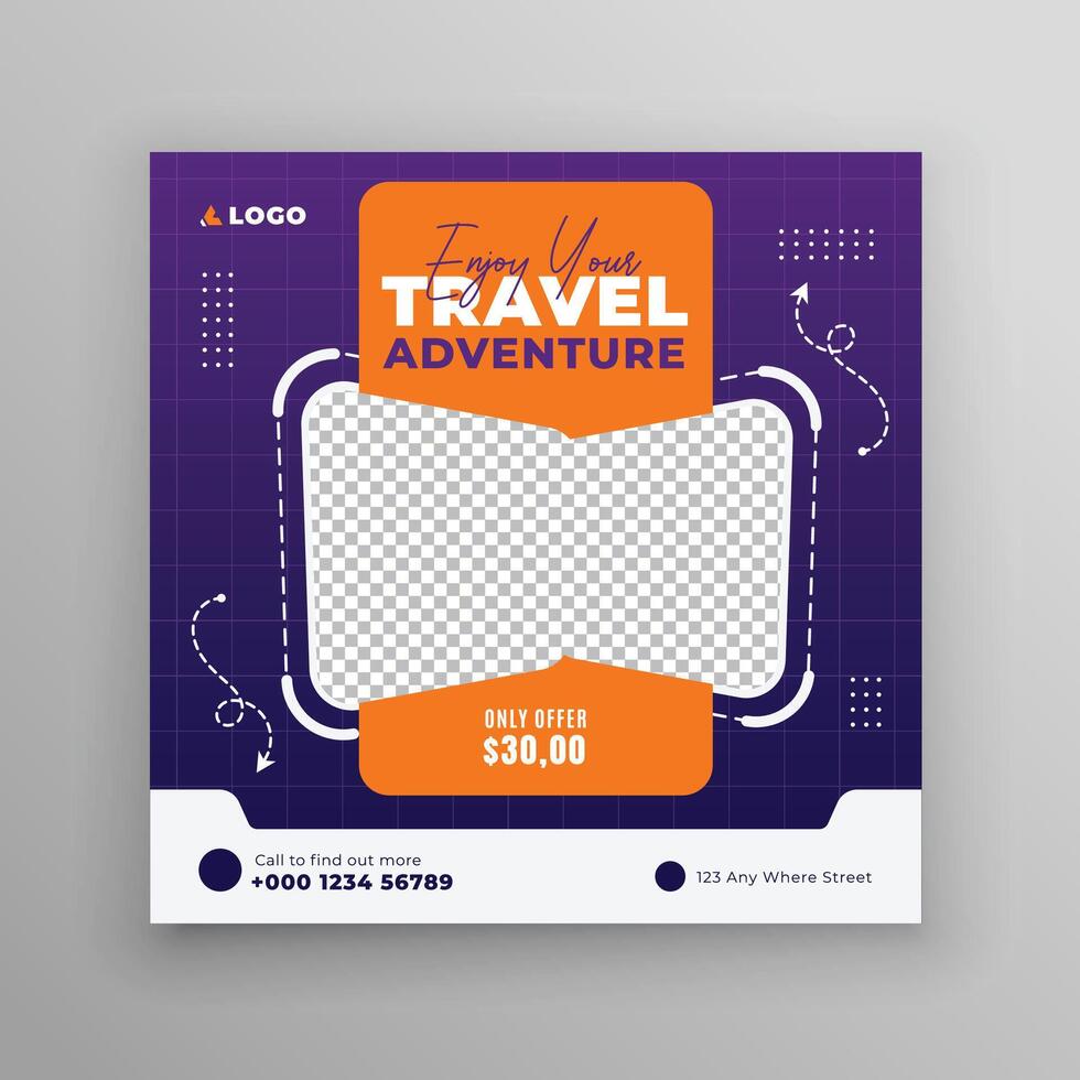 Traveling Business social media post square travel banner template. vector