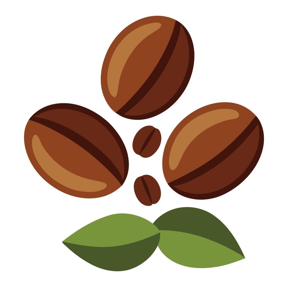 Coffee beans and leaves icon illustration vector