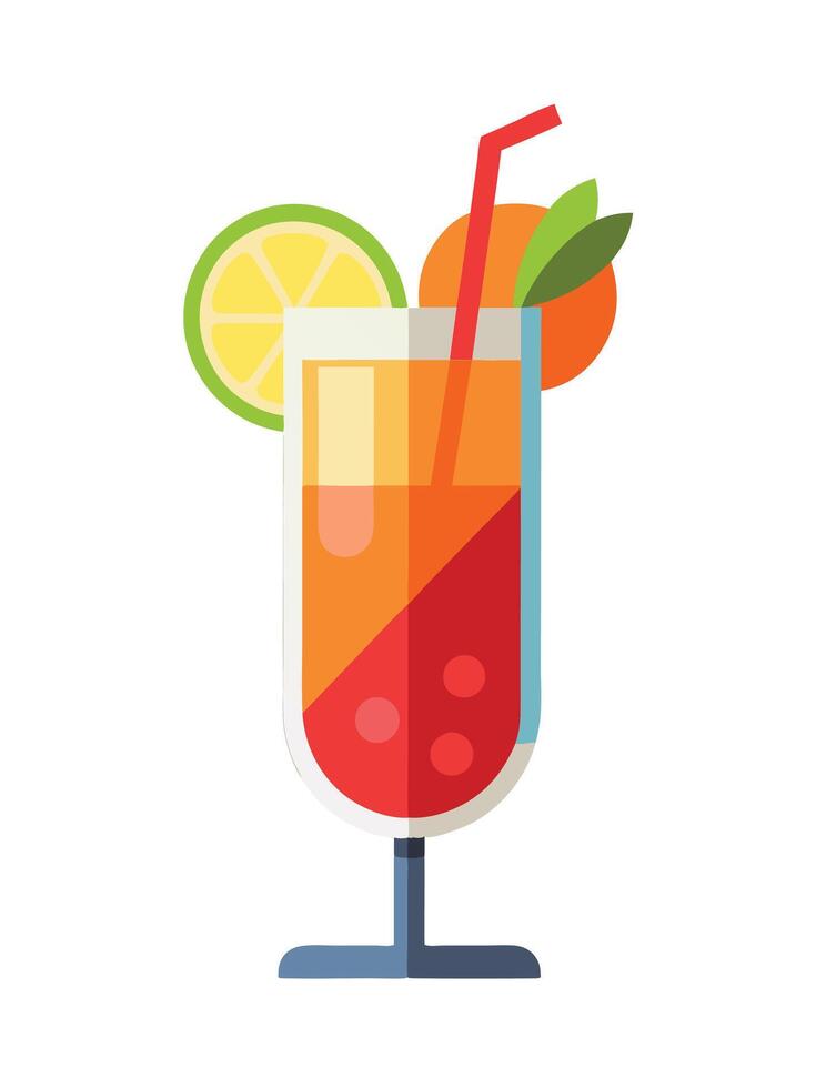 A colorful drink with a slice of orange and lemon vector