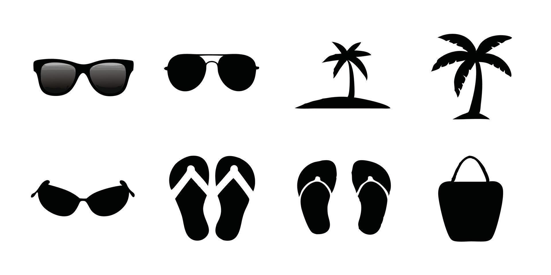 Summer beach icons vector