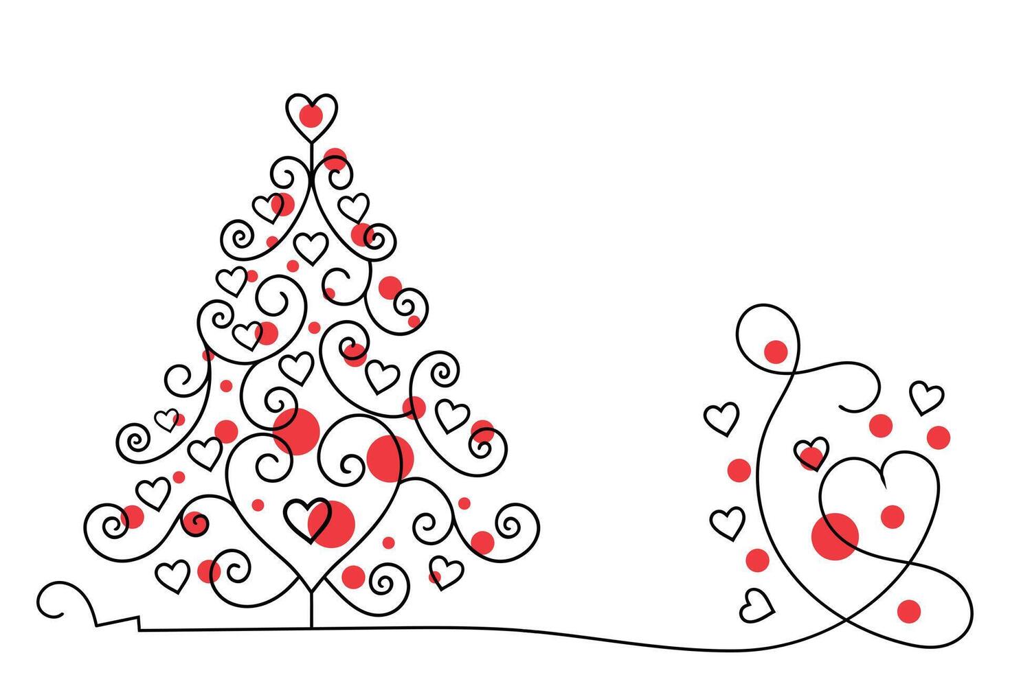 A christmas tree with hearts and a heart shaped tree vector