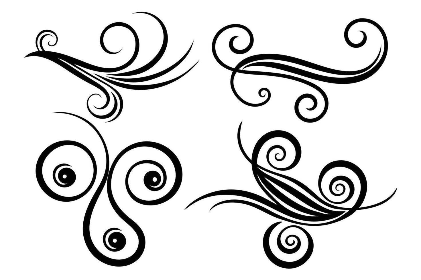 A set of four black and white swirls vector
