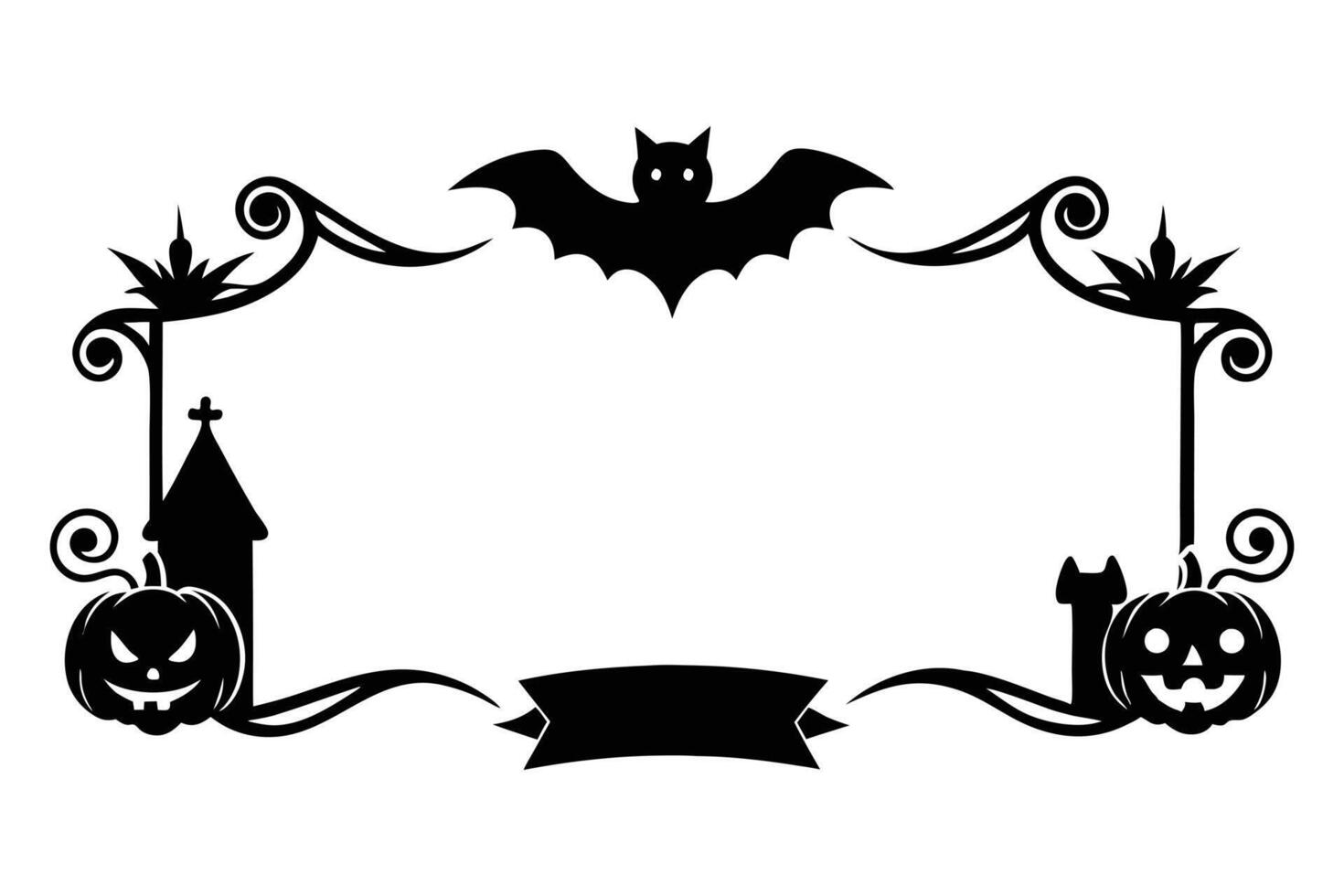 Halloween frame with bats and pumpkins vector