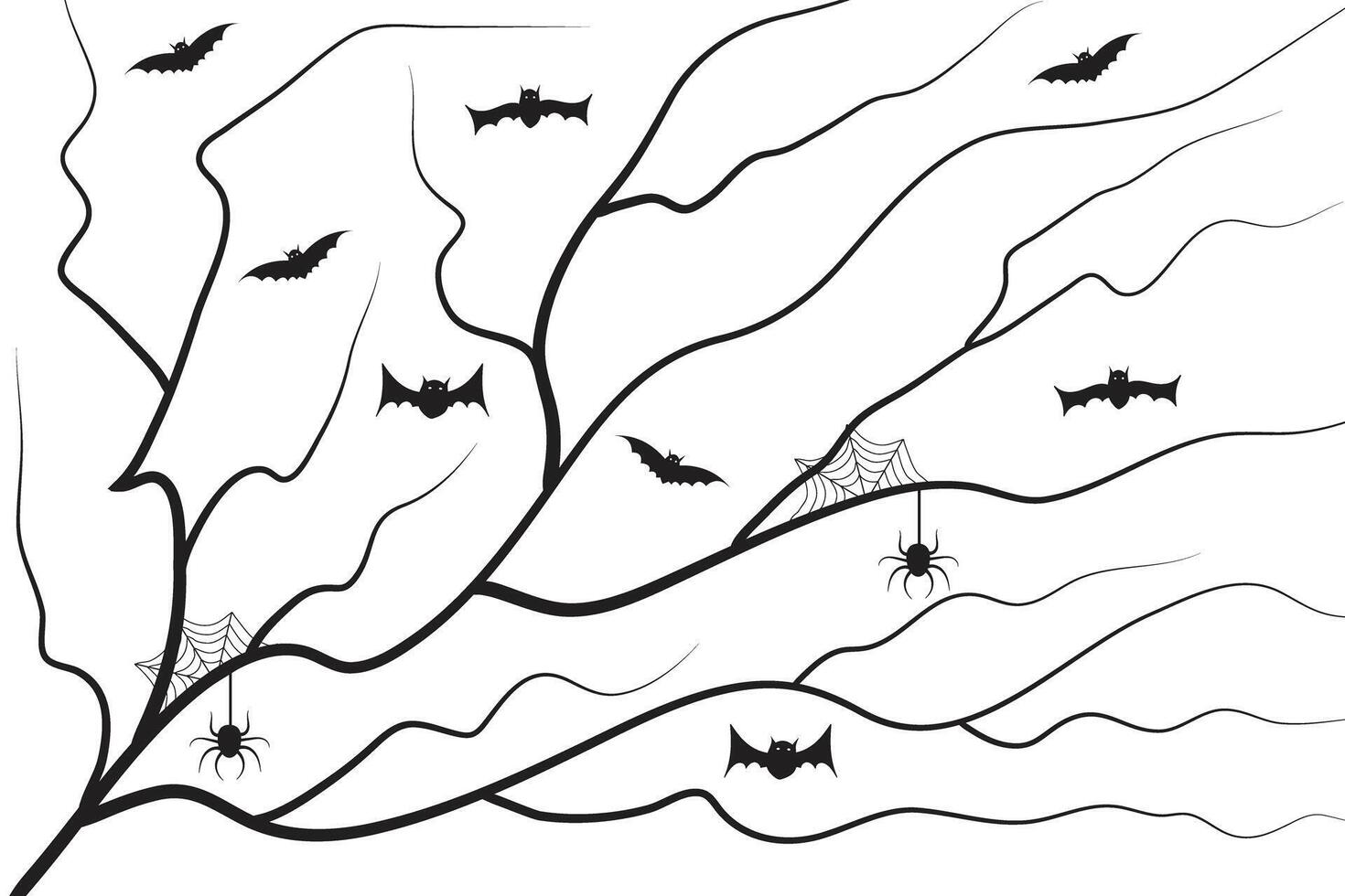 Halloween tree with bats and spiders vector