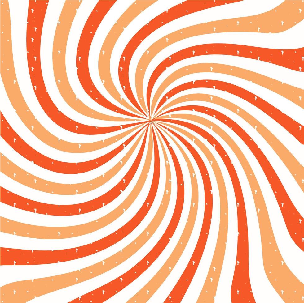 An orange and white spiral pattern with dots vector