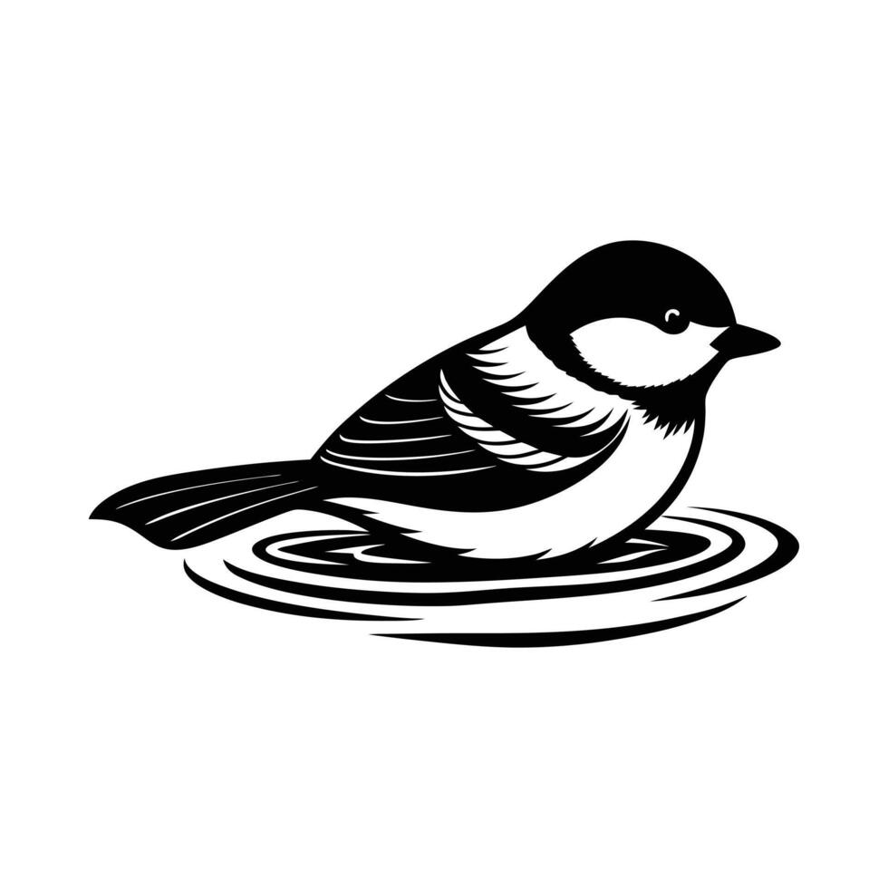 Black and white bird on a pond vector