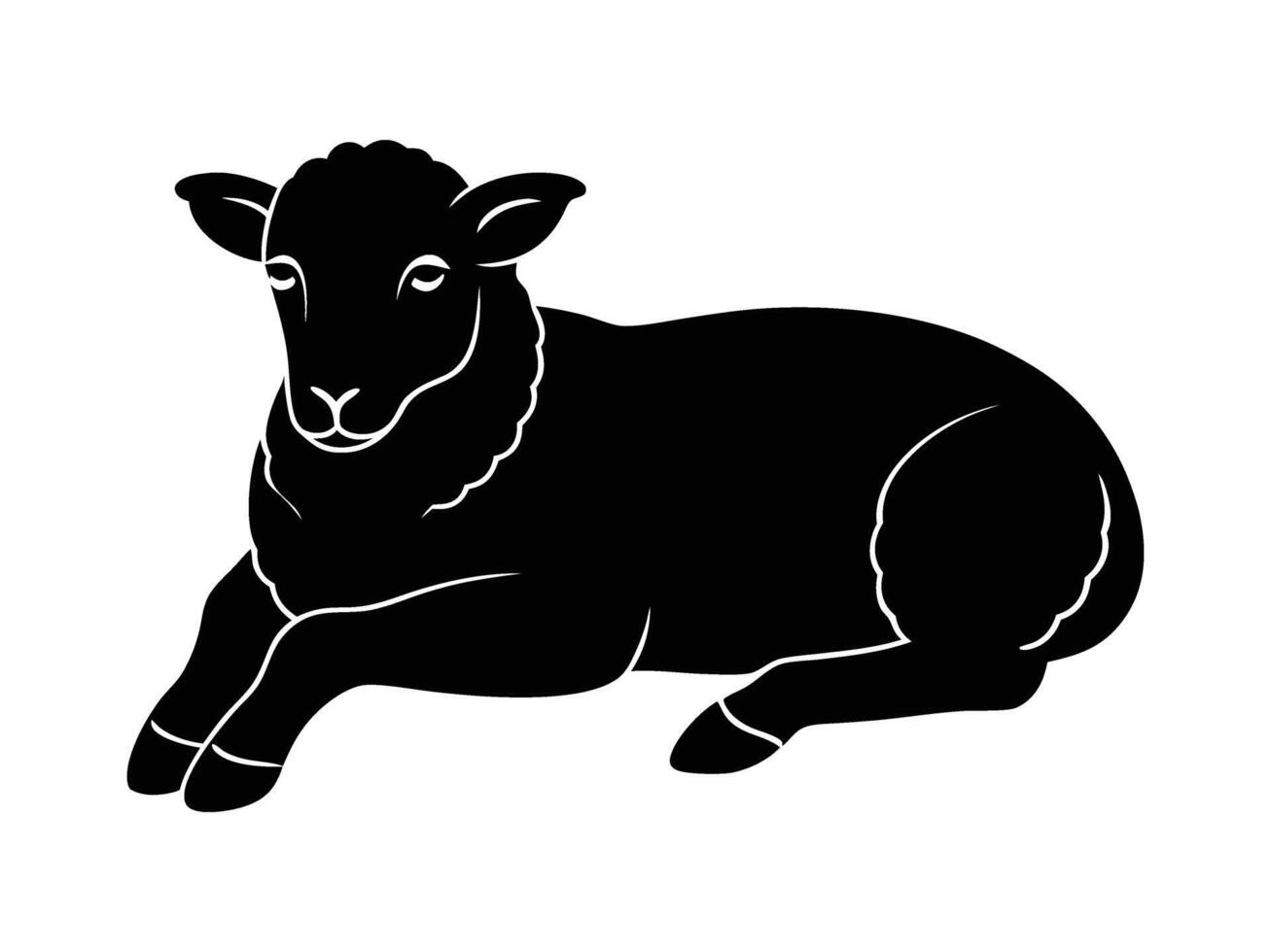 Black sheep silhouette on white background vector