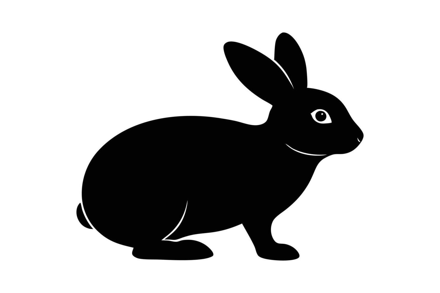 A black and white silhouette of a rabbit vector