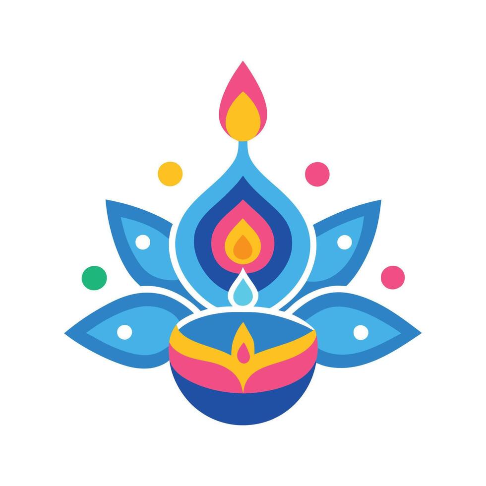 A colorful diya is shown in the middle of the logo vector
