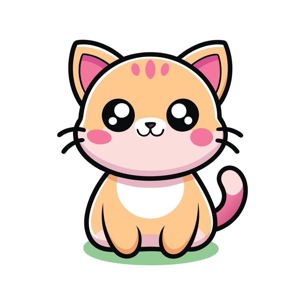Kawaii kitty cartoon illustration vector