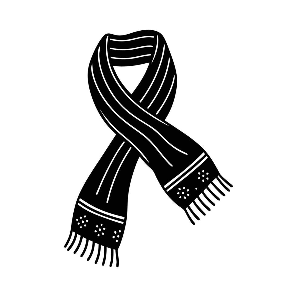A black and white illustration of a scarf vector
