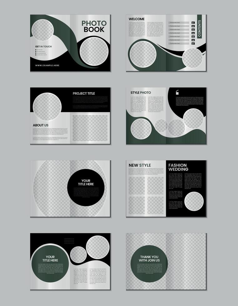 A set of four brochures with black and white designs vector
