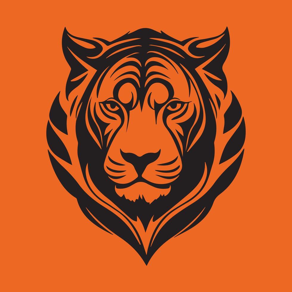 Artistically designed tiger logo in black silhouette style vector