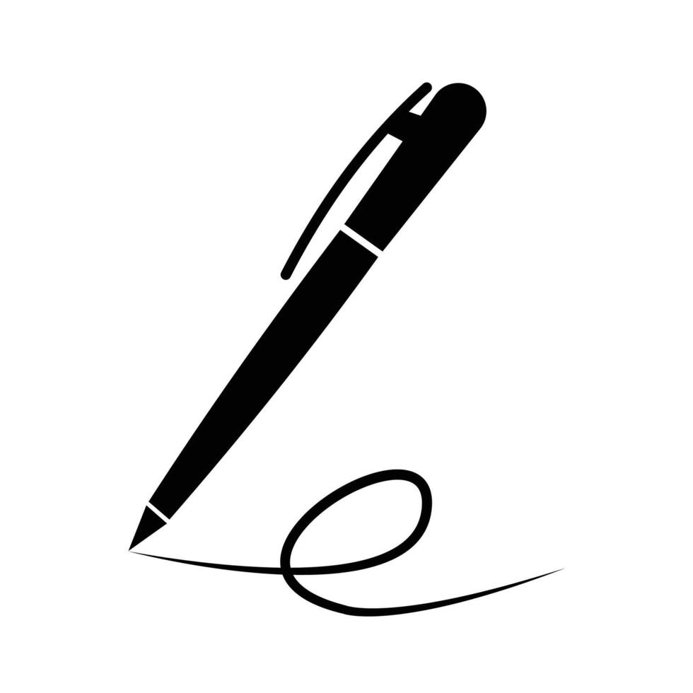 Drawing Pen, write icon. Signature pen solid sign. Writing ink mark symbol. Writing pencil illustration vector