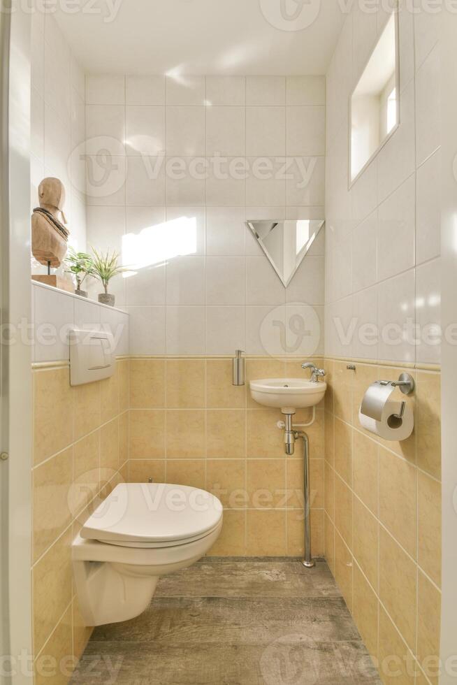 A bathroom with a toilet, sink and a window photo