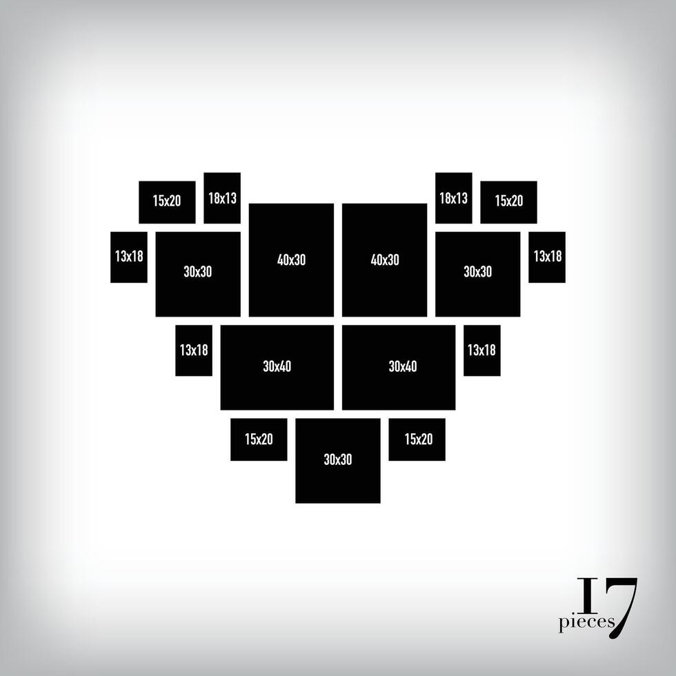 Filmstrip template composition collage heart template for photos in moderation 17. design and grid for photos. Simple trendy geometric design on white background vector