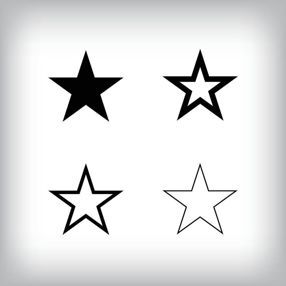 Simple star icon set. 4 Different thickness and flat star designs. Rating and success icon. vector