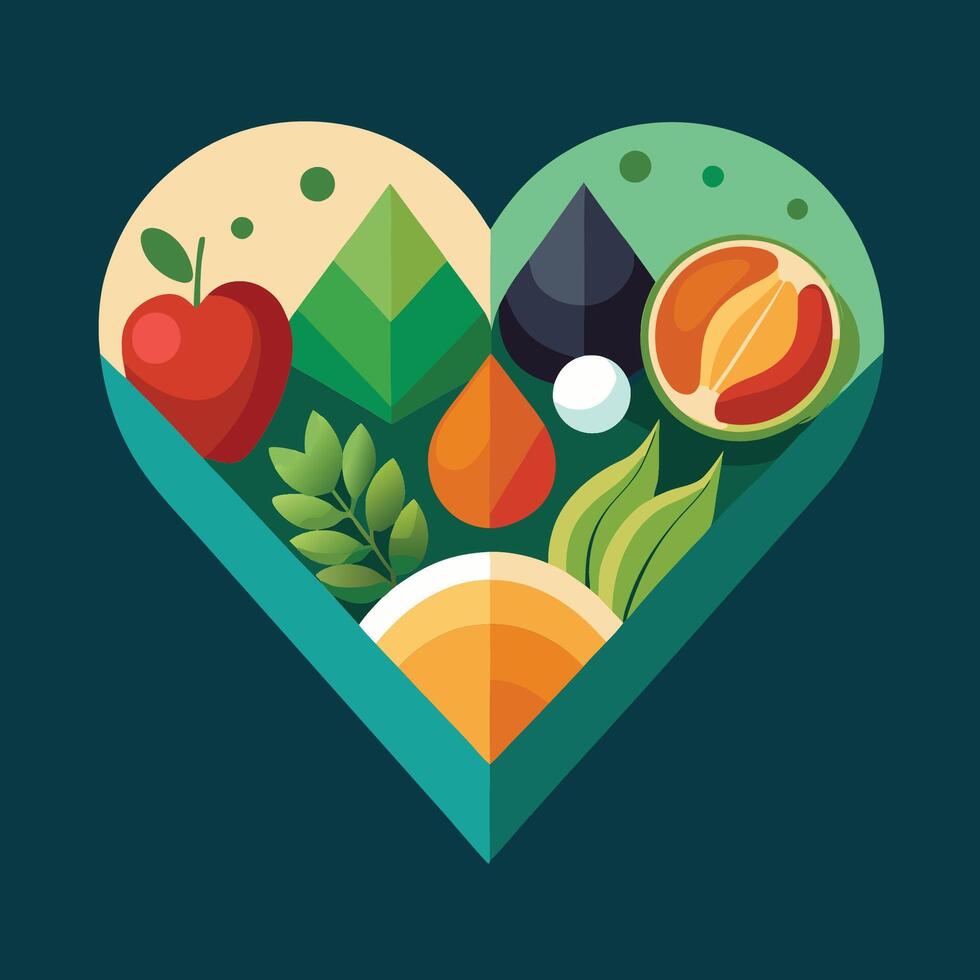 A heart shaped food and drink icon vector