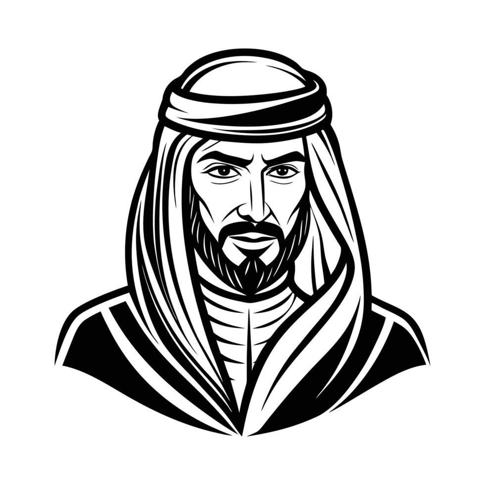 Arab man with beard and turban vector
