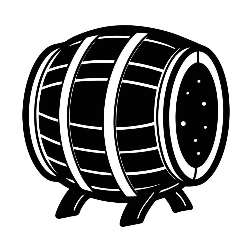 A black and white illustration of a barrel vector