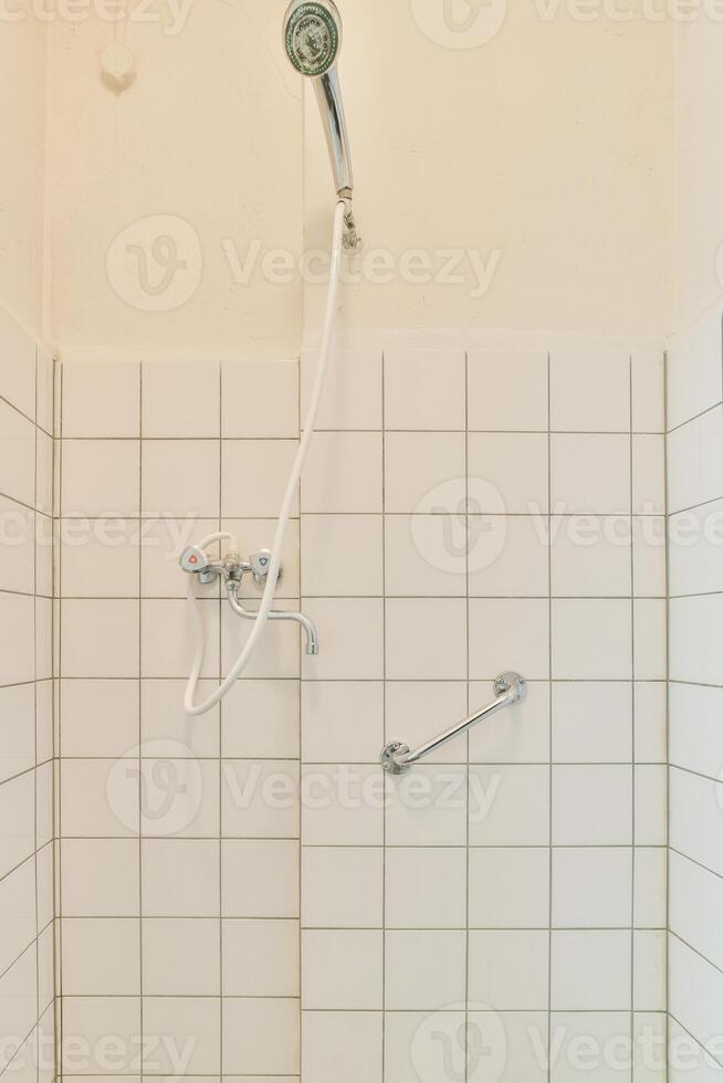 A white shower curtain photo