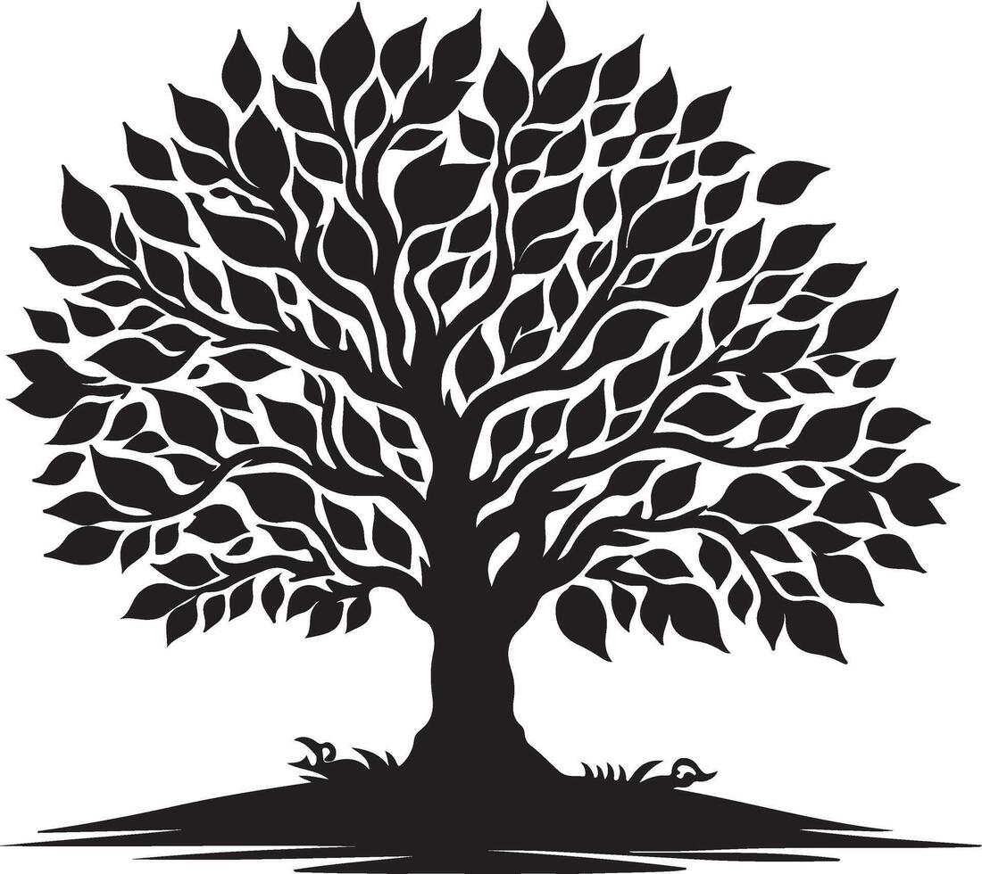 Black Tree Silhouette isolated on White Background. vector