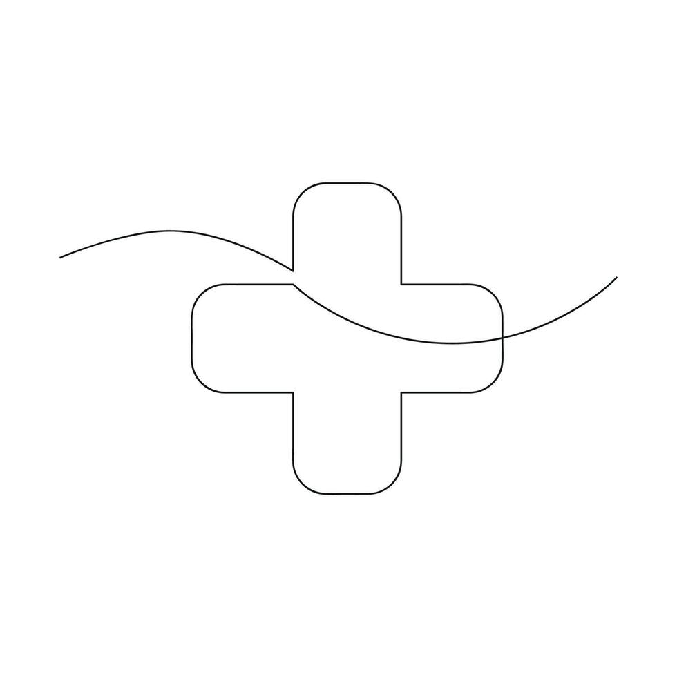 Cross in one continuous line. One line drawing, minimalism. vector