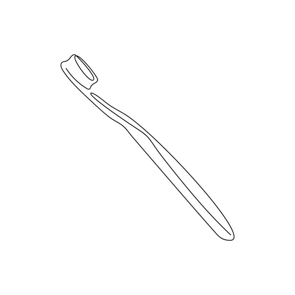 Toothbrush in one continuous line. One line drawing, minimalism. vector