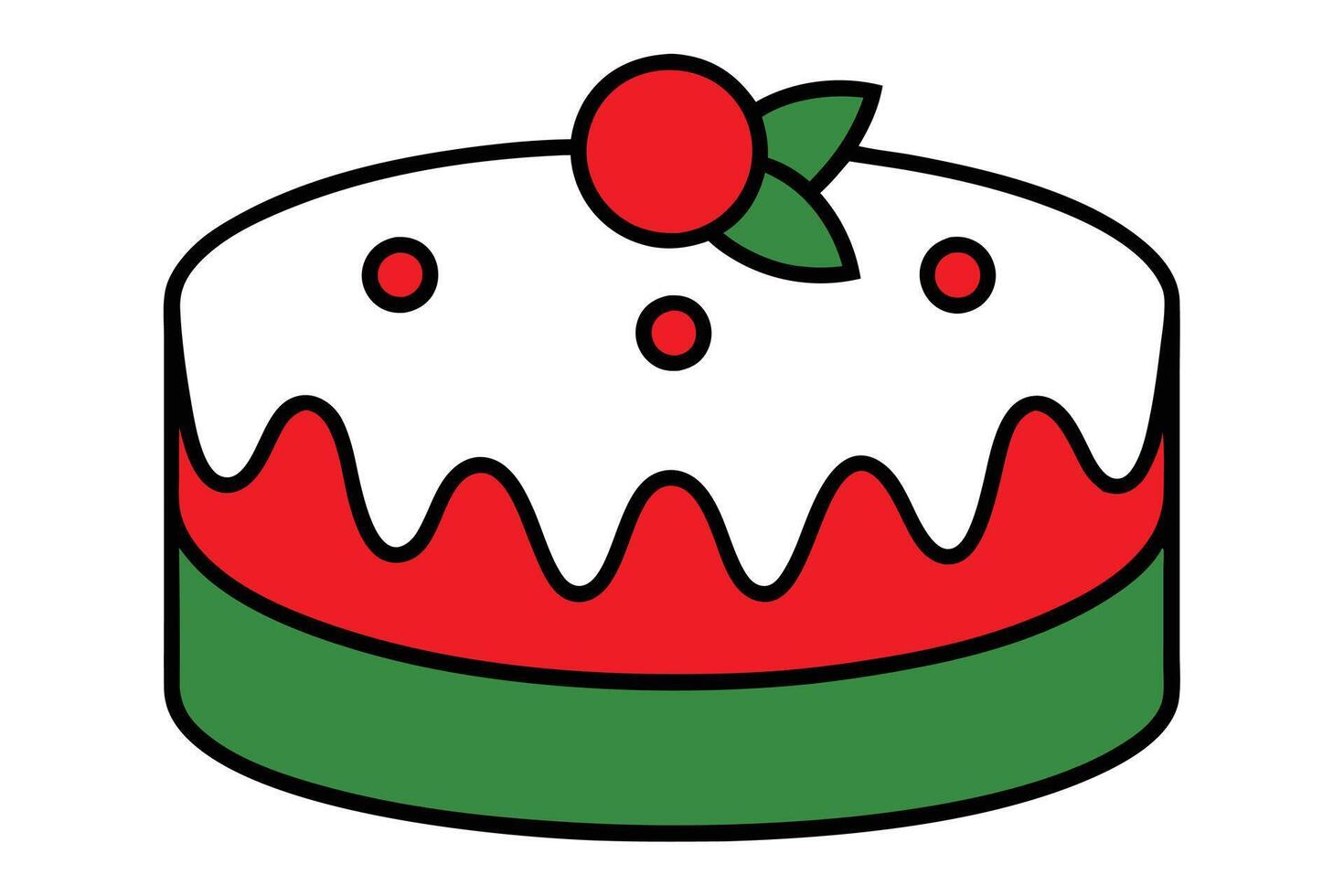 Christmas cake line art, clipart illustration with isolated on white background vector