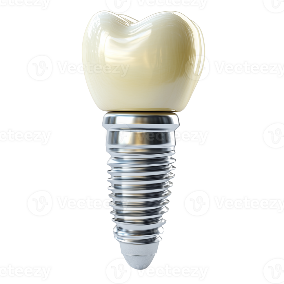 Dental implant with a ceramic crown, representing modern dental care, isolated on a transparent background png