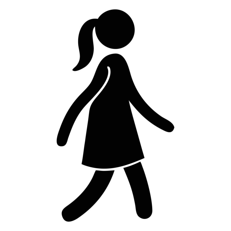 A silhouette of a woman walking in a dress vector