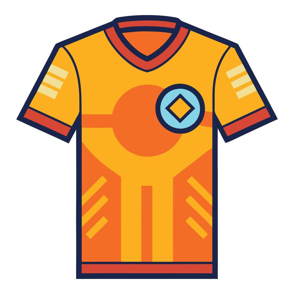 A soccer jersey with a blue and orange design vector