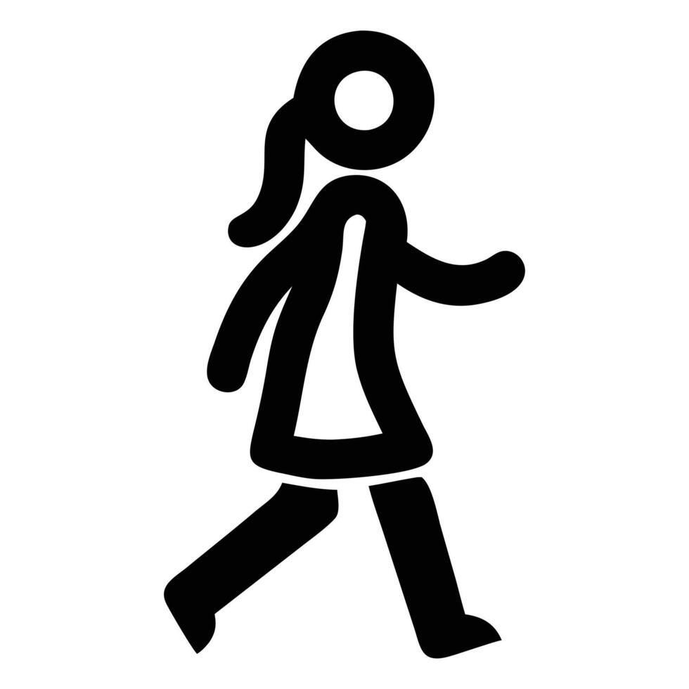 A black and white silhouette of a woman walking vector