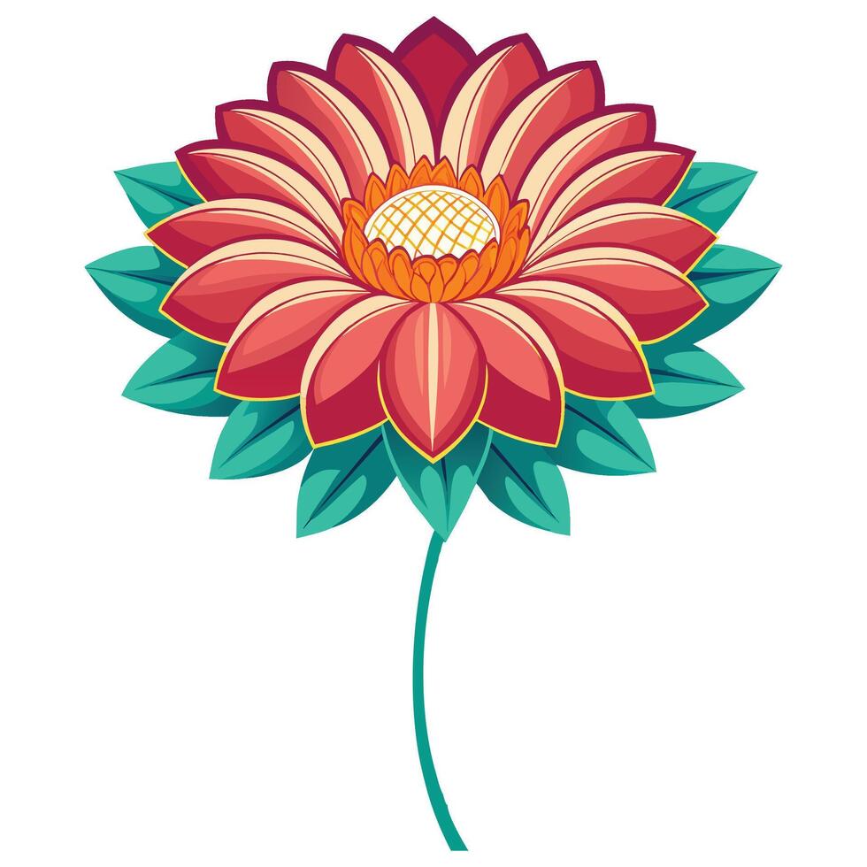 A flower with a green stem and red petals vector
