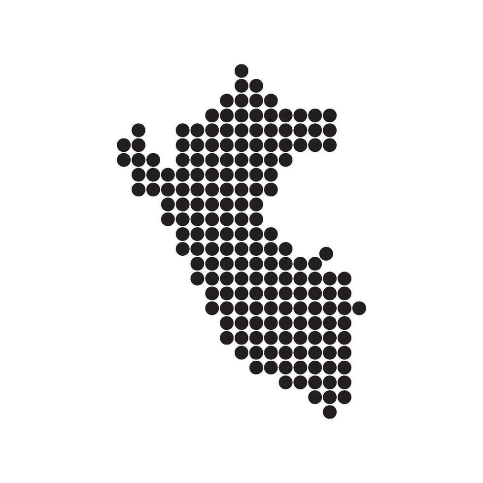 A black dotted map of peru vector