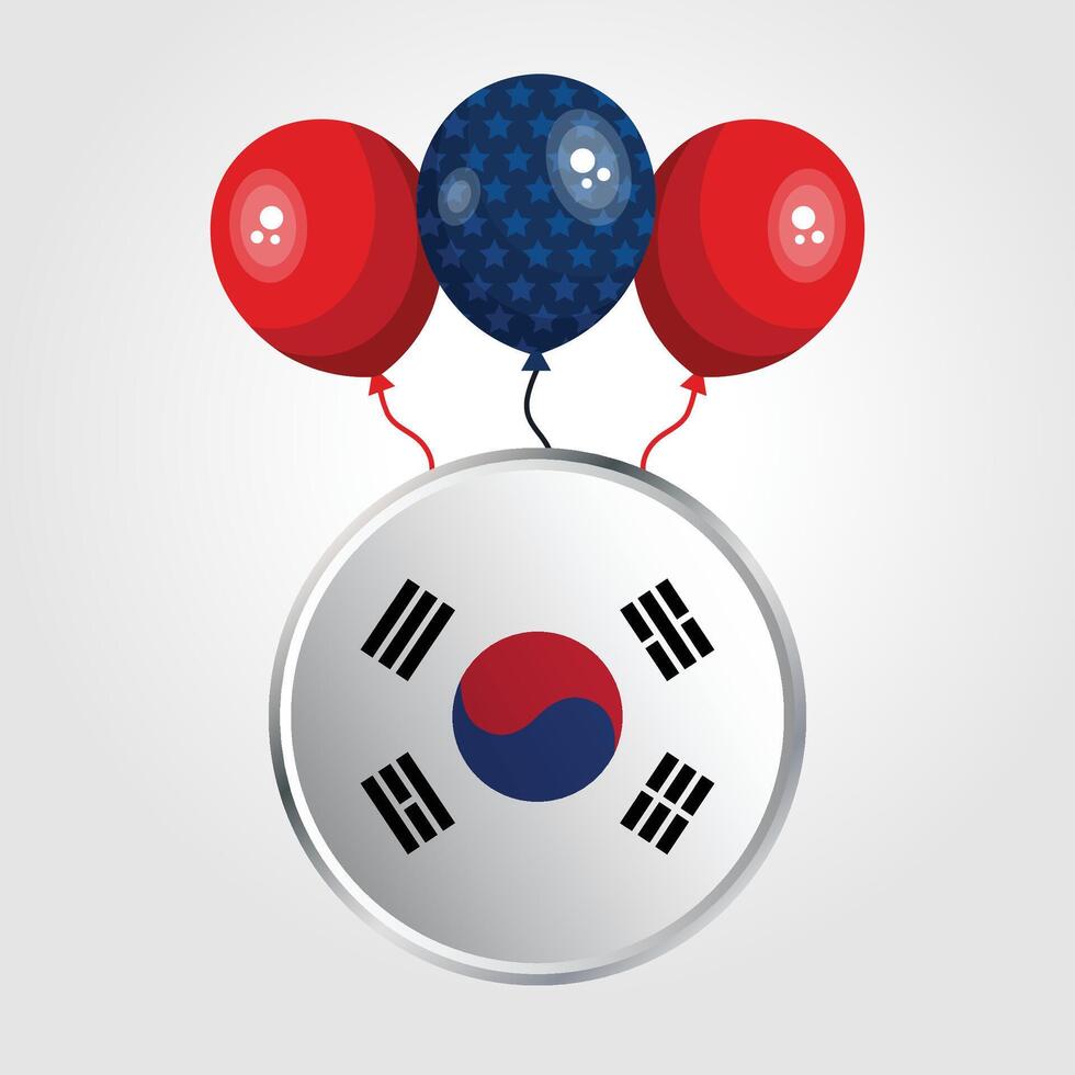 Celebration South Korea National Flag With Balloons vector