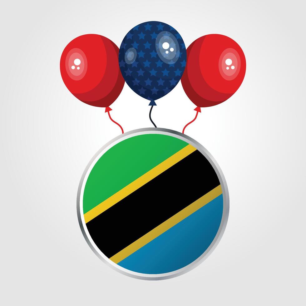 Celebration Tanzania National Flag With Balloons vector