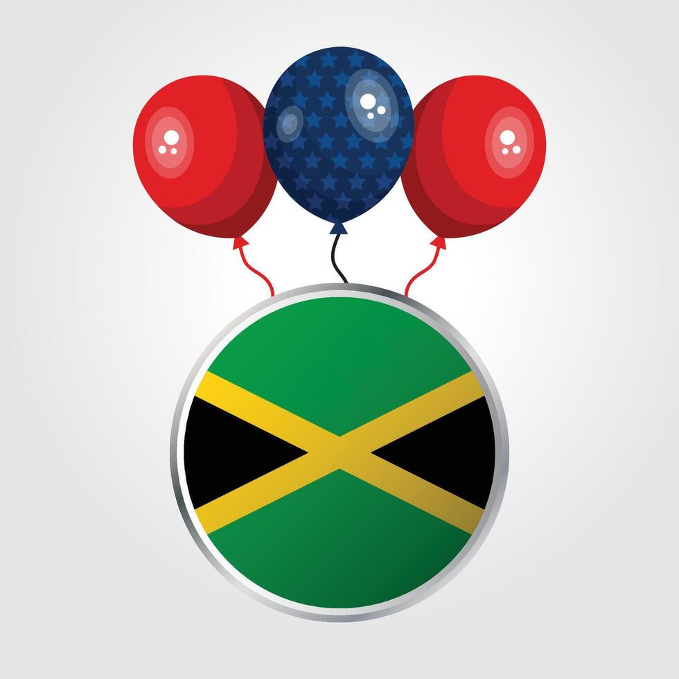 Celebration Jamaica National Flag With Balloons vector