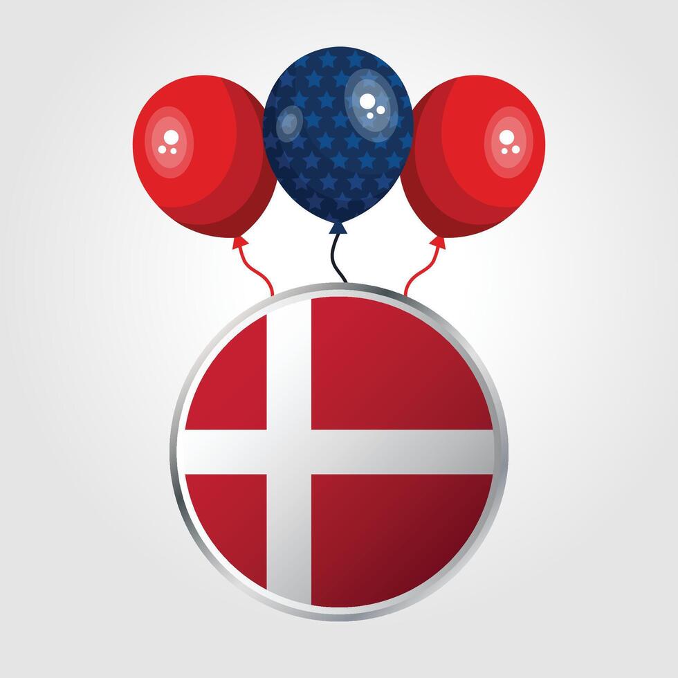 Celebration Denmark National Flag With Balloons vector