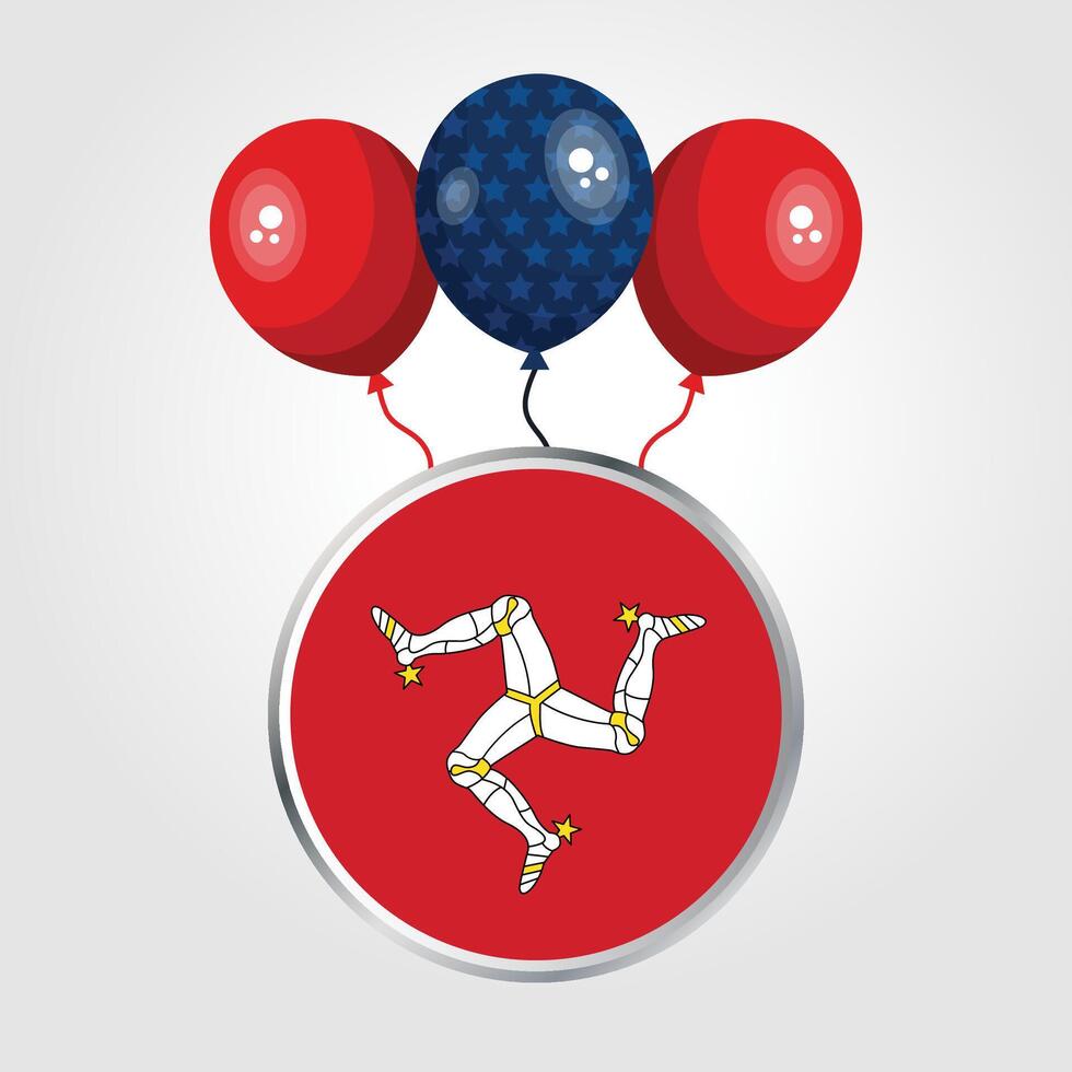 Celebration Isle of Man National Flag With Balloons vector