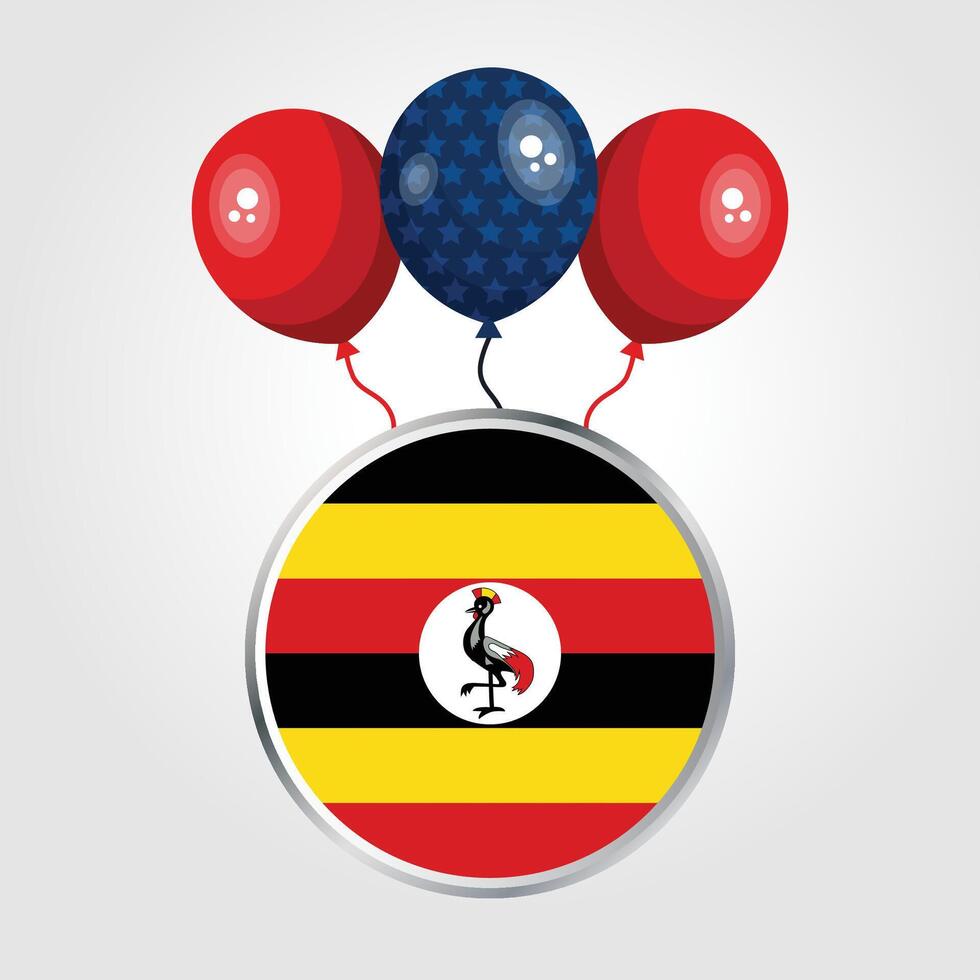 Celebration Uganda National Flag With Balloons vector