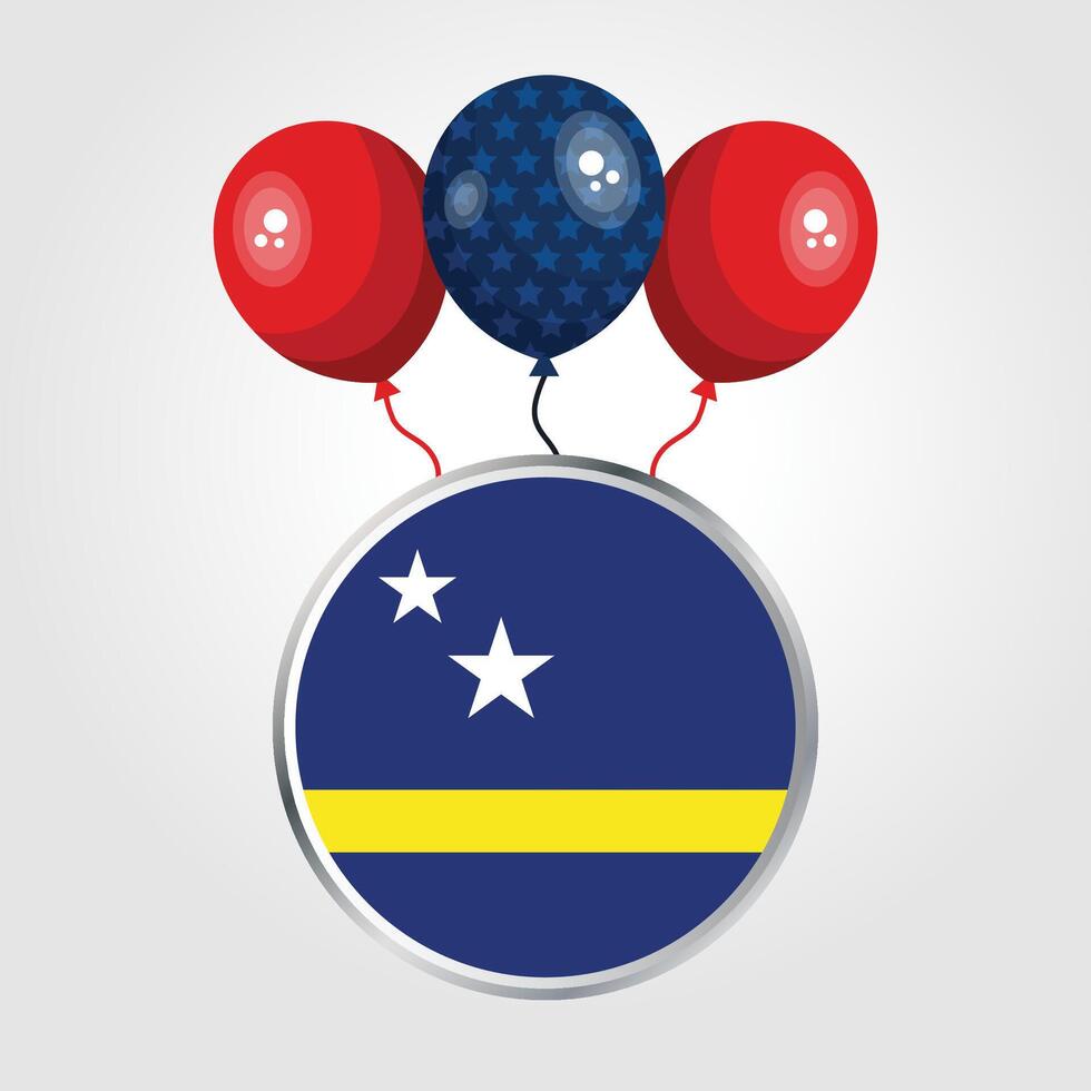Celebration Curacao National Flag With Balloons vector